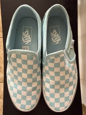 Vans Checkerboard Slip-On - Light Blue & White